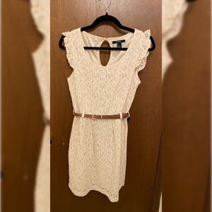 Forever 21 Cream Lace Dress with Belt